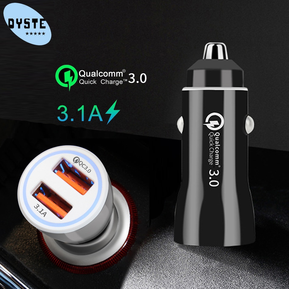Mini cargador USB Dual para coche, dispositivo de carga rápida QC 3,0 3.1A para Xiaomi Mi9 Mi8 mi 8 9 A2 lite Redmi note 9 8 7 Pro
