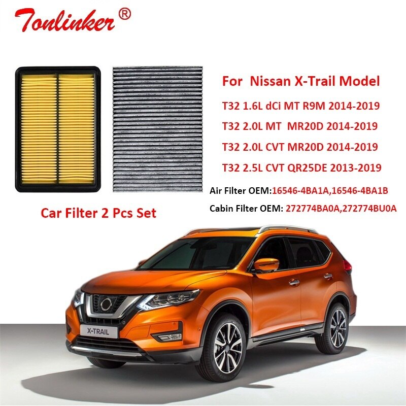 Filtro de aire y filtro de cabina para coche, accesorio para Nissan x-trail Rogue T32 , 1.6L, 2.0L, 2.5L, modelo OEM 165464BA1A, 272774BA0A, 2 uds.