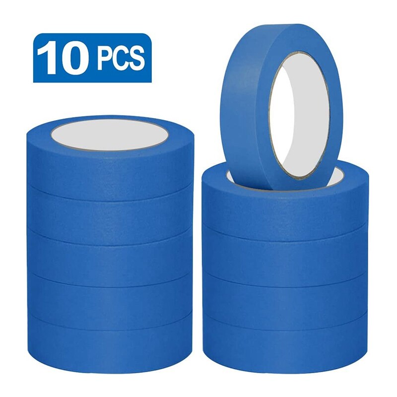 10 Pack DIY Masking Paper Blue Painters Masking Tape Indoor Painting Decorating 24mm x 20M Painters Tape Masking