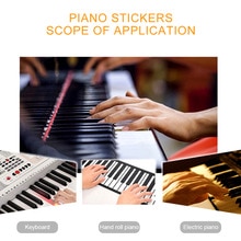 Transparent Piano Keyboard Stickers for 37/49/61/88 Keys Electronic Keyboard Removable Learning Notes Labels for Beginners