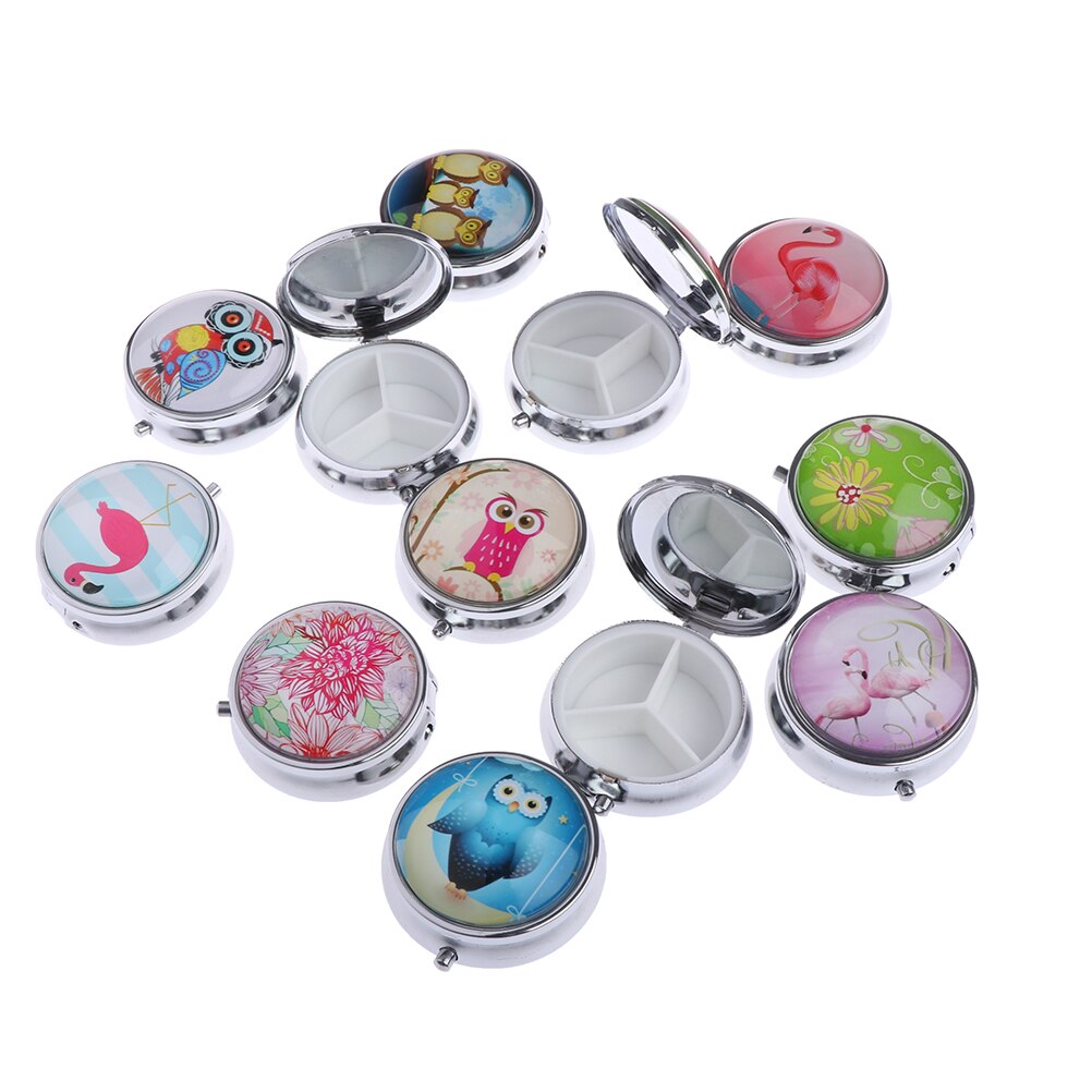 Draagbare pillendoos opvouwbare pillendoos metalen pillensnijder medicijnorganizer make-up opbergcontainer willekeurige: Willekeurig
