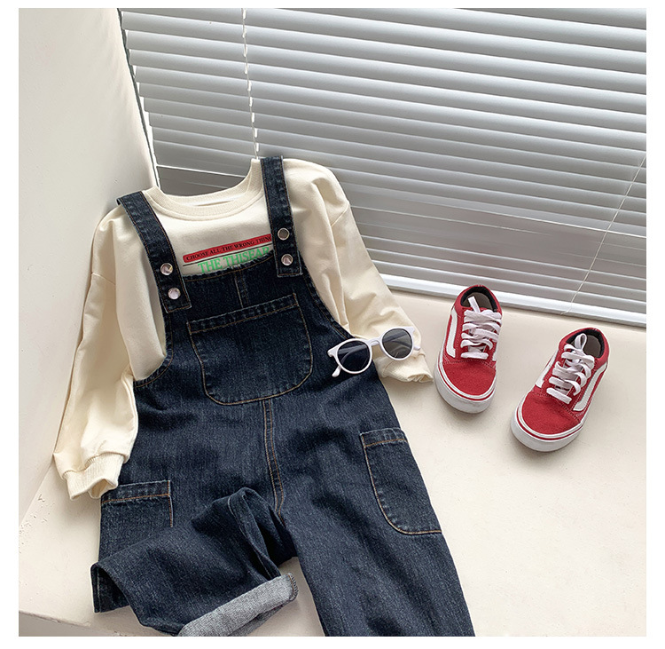 Peto vaquero informal para niños de 1 a 6 años, pantalones de algodón suave que combinan con todo, color sólido, otoño