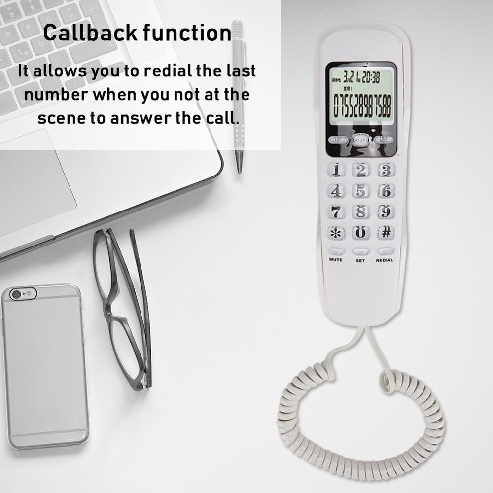 DTMF/FSK Mini Wall Telephone Incoming Dual Caller ID LCD Display Landline Phone with 38 Group Call Memory for Home and Office