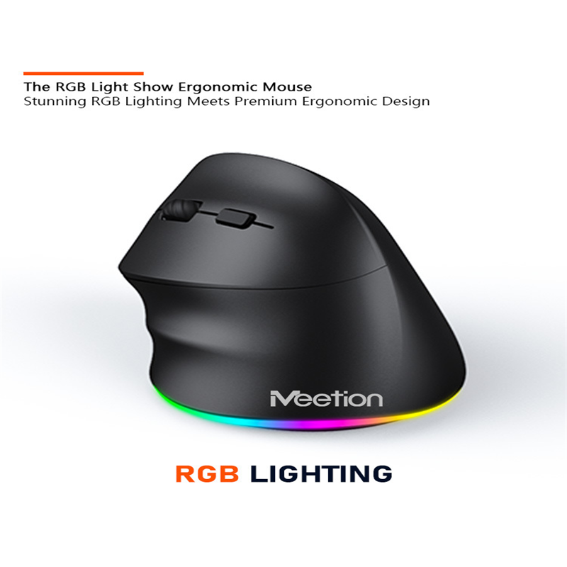 Wireless Vertical Mouse Left Hand Rechargeable Mute Button RGB DPI Adjustable Button Ergonomics Office Use Dual-mode