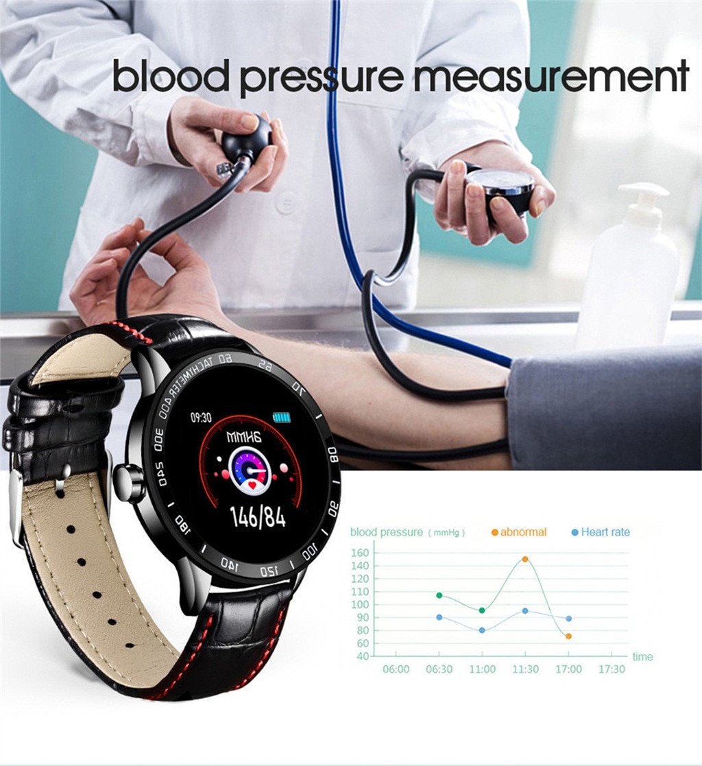BEHATRD Smartwatch - OLED Color Display - Heart Rate & Blood Pressure Monitor - Stainless Steel Band