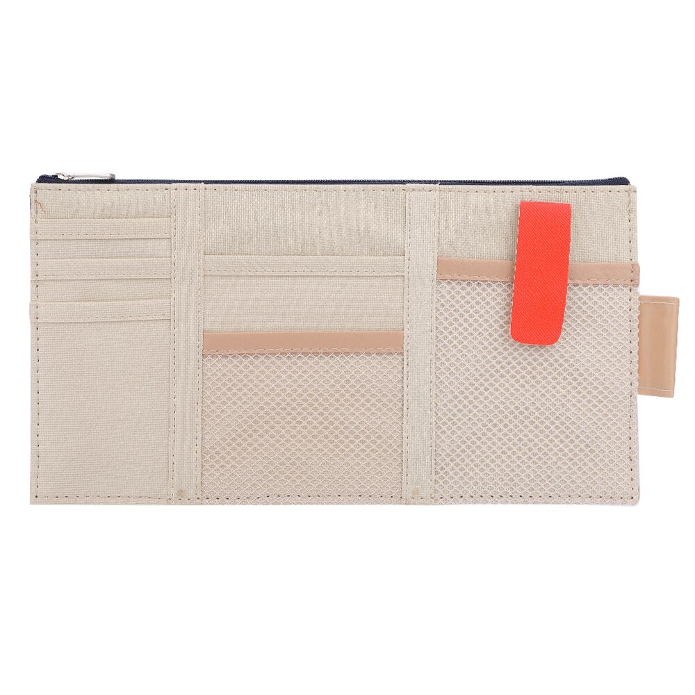 Car-styling Car Sun Visor Card Package Holder Multifunction In-Car Pocket Organizer Pouch Bag Pocket Auto Tidying Accessories: Beige