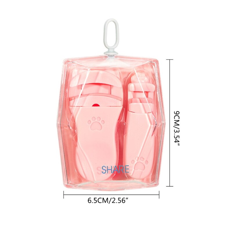 Bigoudi de cils à grand Angle avec patte de chat mignon, avec Mini Clip d'angle partiel, outils de recourbage de cils portables, 2 pièces