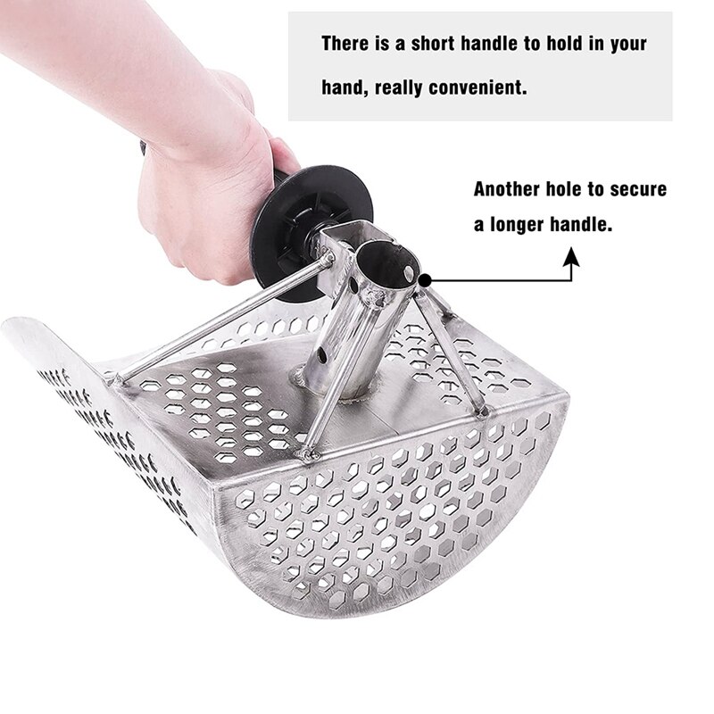 Metaaldetector Zand Scoop Metaal Detecteren Strand Scoop Rvs Met Hexahedron 0.39in Gaten Voor Schatzoeken