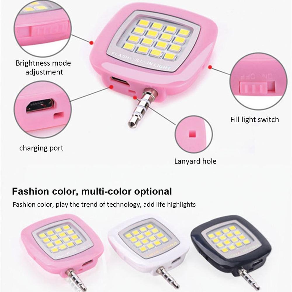 USB Charge Mini Selfie Ring Light LED Flash For Phone Portable Night Darkness Enhancing Camera Selfie Light