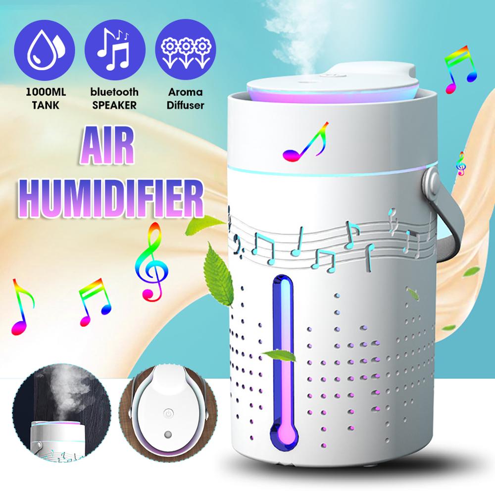 Luchtbevochtiger Essentiële Aroma Olie Diffuser Ultrasone Luchtbevochtiger Usb Mini Mist Maker Led Licht Met Bluetooth Speaker