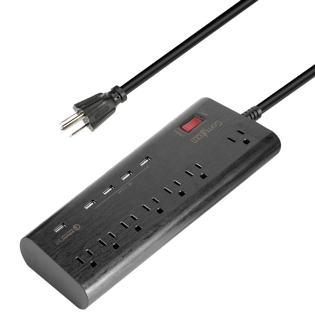 Usb Charger Power Socket 7 Way Outlets 1 Qc 3.0 Usb Port And 4 Smart Usb Port Extension Lead Power Strip Surge Protection