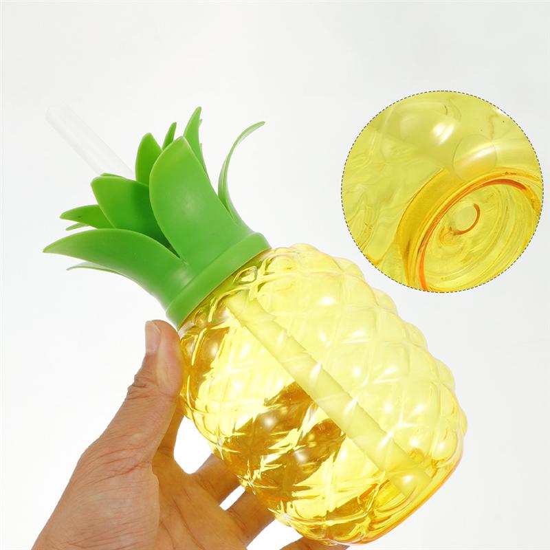 2Pcs Ananas En Aardbei Plastic Drinkbekers Party Beker Met Deksel En Stro