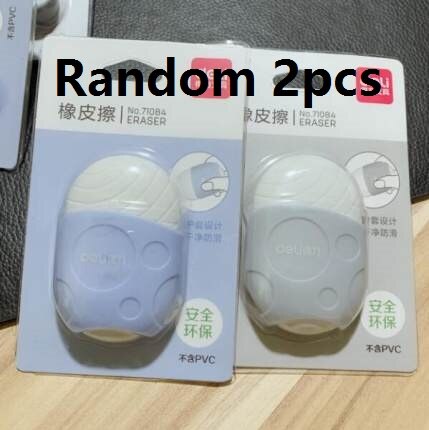 Safe Material TPR Eraser Pushing Type With Protect Cover White Pencil Eraser Kids Students Draw Sketch School Supplies 71084: 71084 2pcs