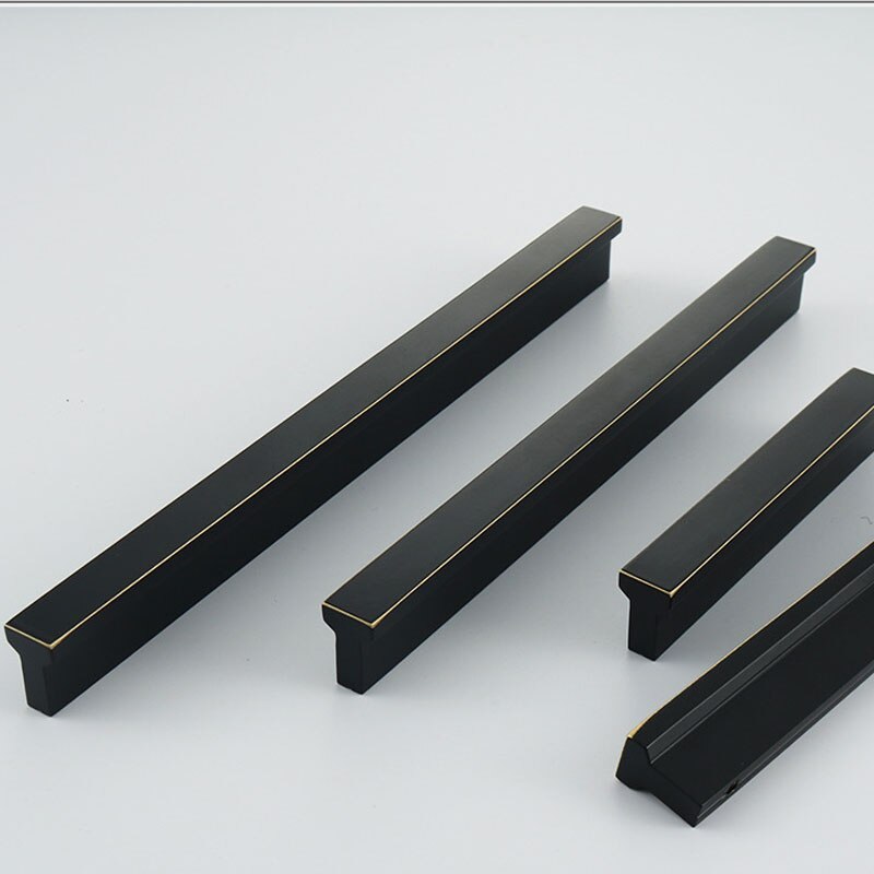 Brass long handle Furniture armoire door gold handles Drawer black bronze knobs Kitchen bathroom cabinet hardware pulls T-shape