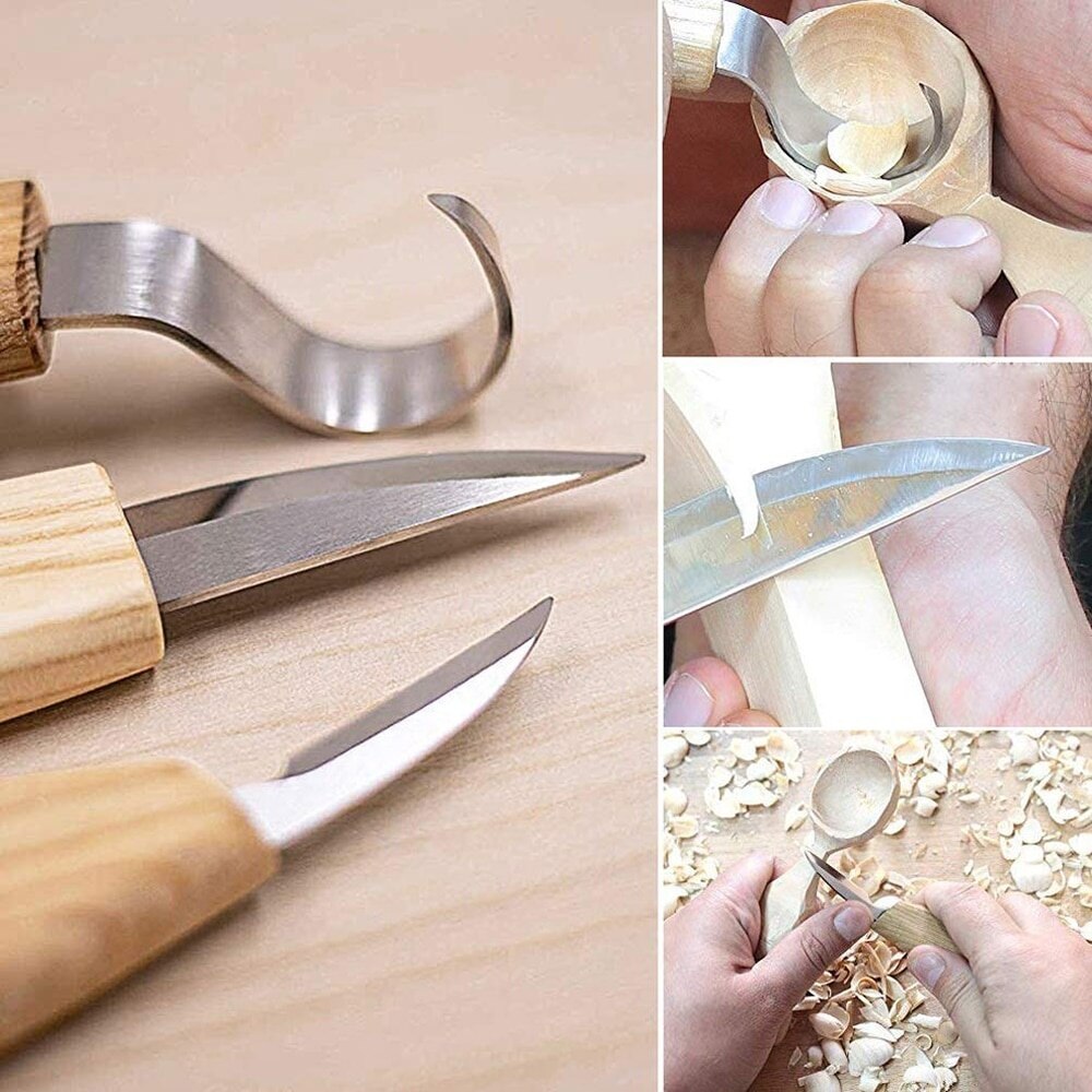 Wood Carving Tool Set - Hook for Spoon, Bowl, Kuksa Cup or General Carving Knife, Whittling Knife, Detail Wood Utensils Type