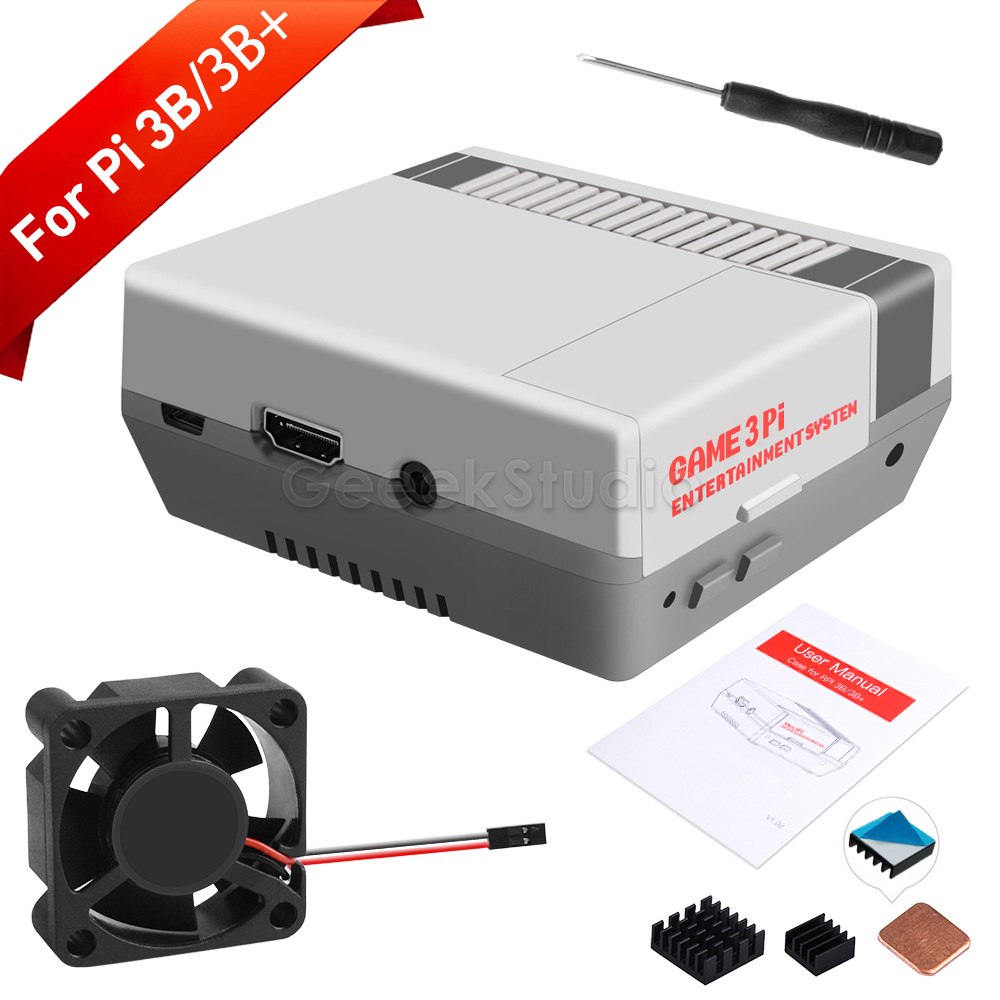 Nes3Pi Nes Stijl Case Kit Abs Functionele Koelventilator Heatsinks Schroevendraaiers Voor Raspberry Pi 3B +/3B/2B