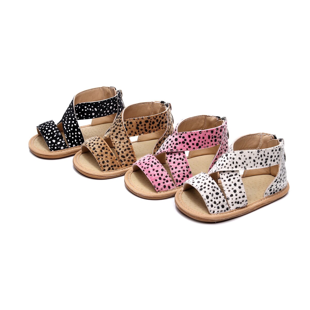 0-18M Baby Boys Girls Leopard Sandals Anti-Slip Rubber Sole Toddler Outdoor Clogs Shoes