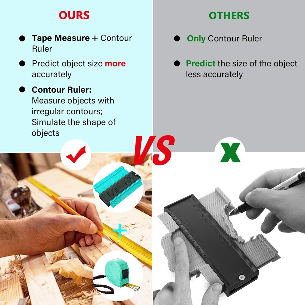 Contour Gauge Irregular Profile Measurement Ruler Contour Measuring Tools HYD88