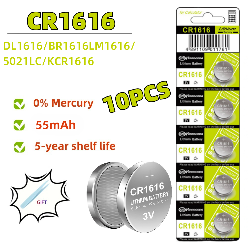 2-10 pz 3 V 50 mAh CR1616 batteria a bottone di alta qualità CR 1616 DL1616 BR1616 5021LC LM1616 orologio auto batteria al litio telecomando: Oro