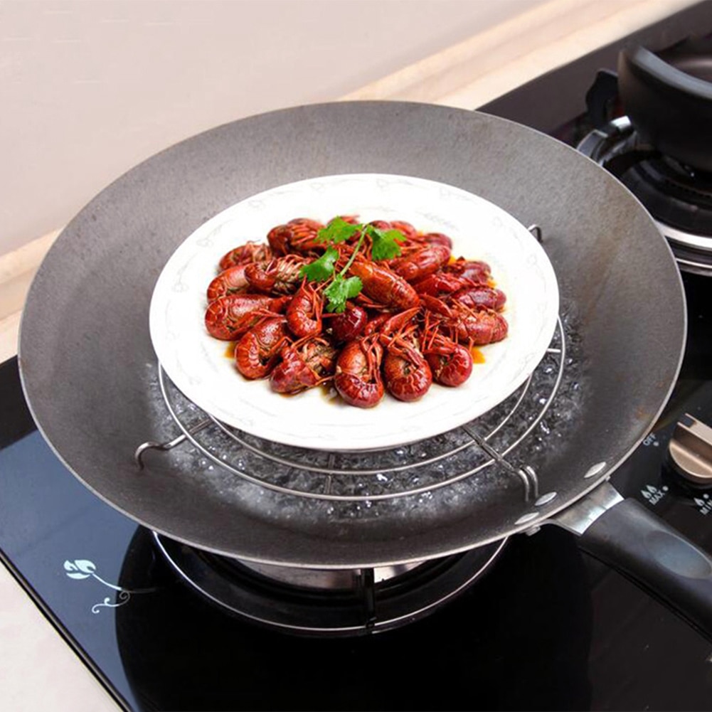 24/26/28/30cm dauerhaft Rost-nachweisen Edelstahl halb-rund Pfanne Regal wärme-widerstand Öl Ablauf Gestell verwöhnen Werkzeuge