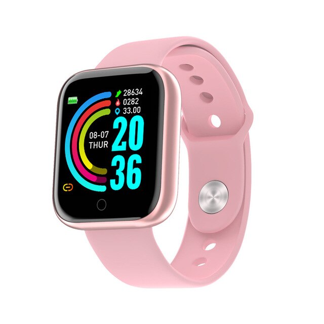Bluetooth smart klocka män kvinnor blodtrycksmätare vattentät fitness tracker armband puls smartwatch för android ios: Y68 rosa