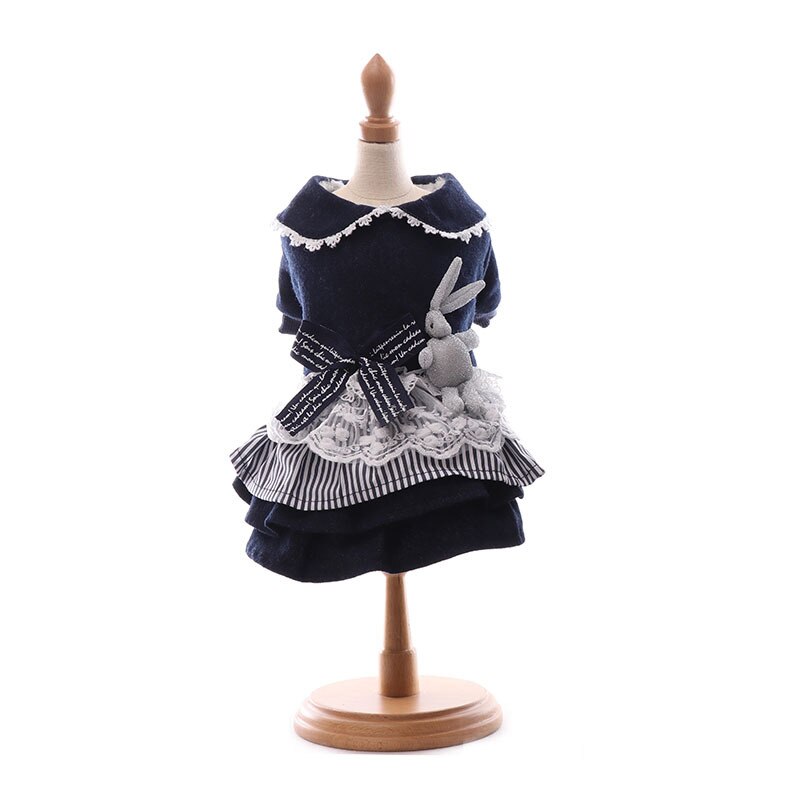 Vestiti per carlino canna Vestito Caldo per L'autunno e L'inverno di colore Blu Vestiti dell'animale Domestico con arco arredamento Cotone di Spessore Carino abiti Ropade Perro: marina militare Blu / XL