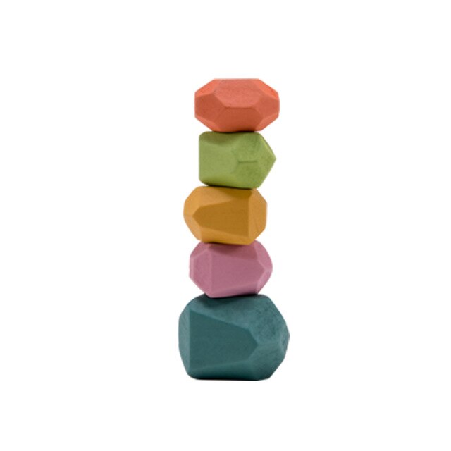 Kinder Montessori Holz Bausteine Set Jenga Farbige Stein Kreative Nordic Stapeln Spiel Regenbogen Holz Spielzeug: 5pcs