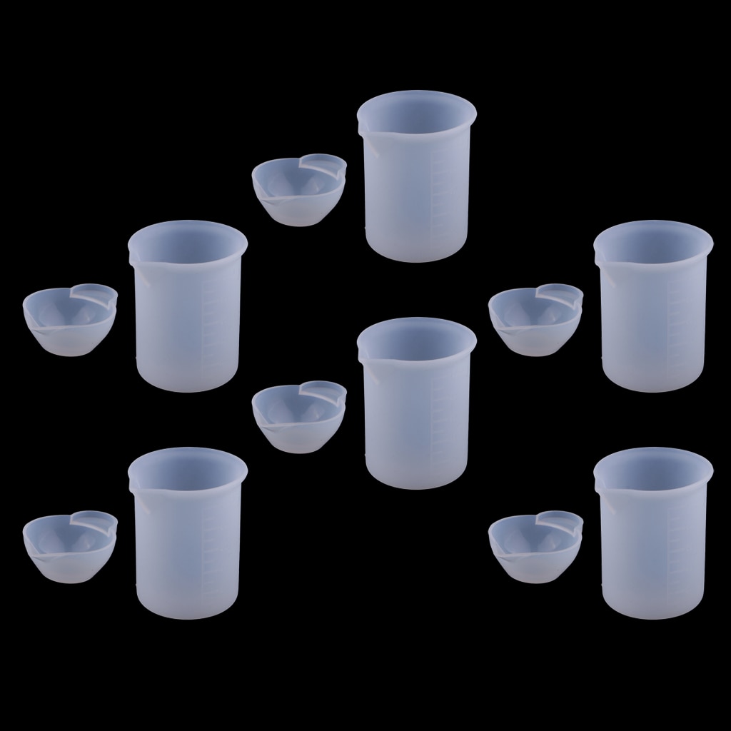 12 Pieces Measuring Cup & Jugs Kitchen Silicone Mixing Cups Mold DIY Jewelry Scale Resin Glue Measuring Tools