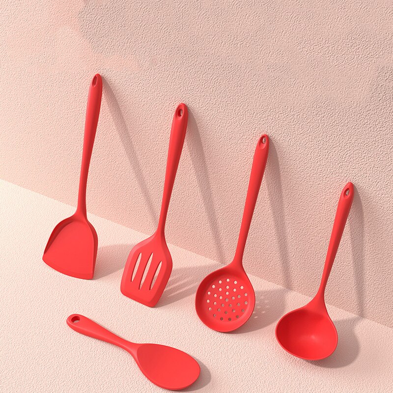 Rice Cooker Silicone Spoon for Cooking Spatula Kitchen Ladle Heat Resistant Tableware With Hollow Out Long Handle Spoon Bar