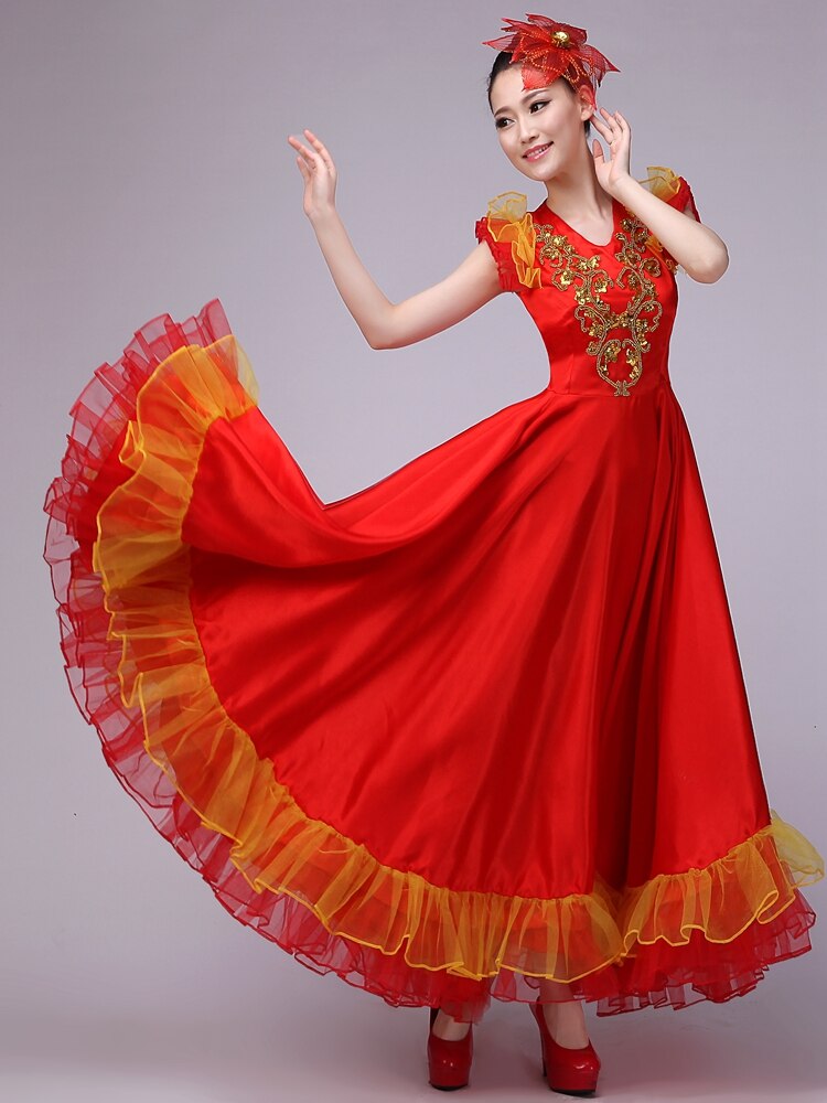 Trajes de baile de folklórico de China, abrelatas de Coro, faldas grandes para mujeres, vestido de baile Flamenco español, 540 grados,
