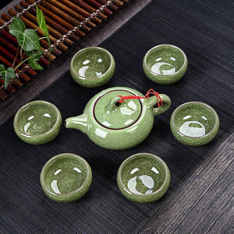 High-grade ceramic kung fu tea sets ice crackle glaze tea sets 7piece/lot