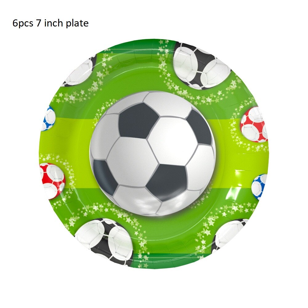 Voetbal Party Servies Papier Plaat Cup Servetten Tafelkleed Banner Gelukkige Verjaardag Event Feestartikelen Voor Jongens Festa: 6pcs 7 inch Plate