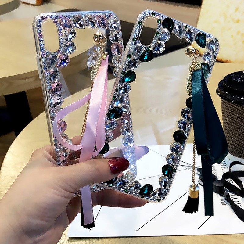 PocoX3 NFC X3Pro F2 Pro kryształ tassel Rhinestone Case dla Xiaomi Mi 10T Lite 5G 10 Ultra Note10 obudowa Telefon Kilifi Coque