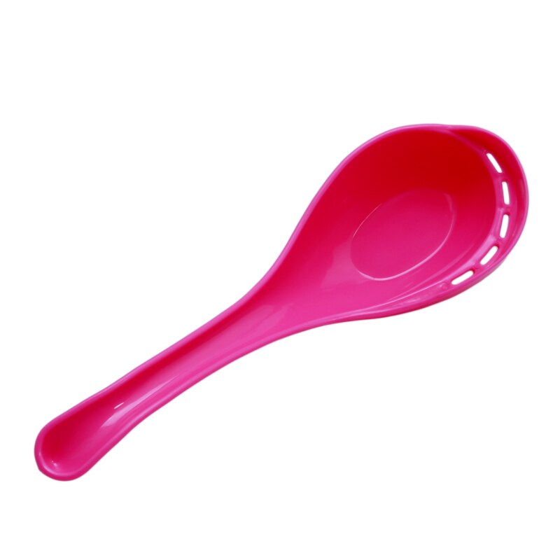 Long-Handle Dual-Use Side Leaky Soup Spoon Serving Soup Filtering Large Spoon Kitchen Tableware Spoon Flatware: Rose red