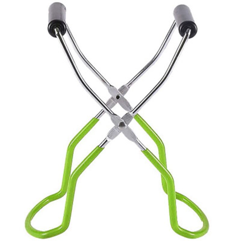 Stainless Steel Canning Lifter Canning Tongswith Handle Can Lifter Tongs Jar Clip Heat Resistance Anti-clip Jar Glass Lifter: green