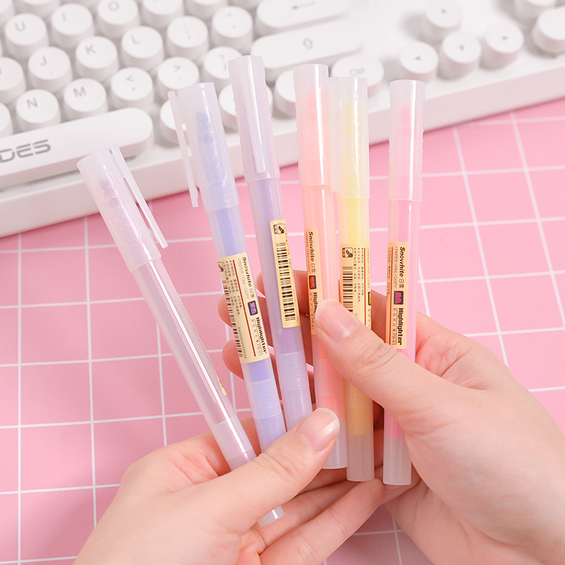 6 Pcs/set Japanese Stationery muji style Mild Liner Double Headed Milkliner Pen Highlighter Marker for painting or note Pen