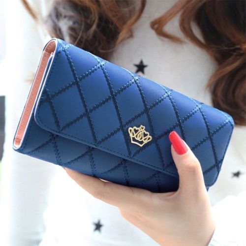 Damen-clutch aus leder, diamantkrone, dreifach gefaltete geldbörse, langes kartenetui, handytasche, handtasche