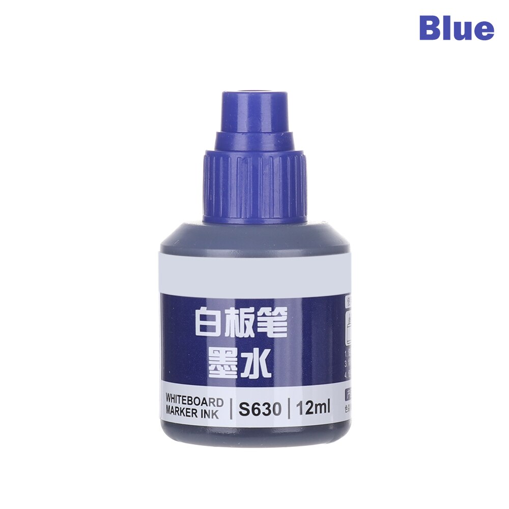 1Pc 12Ml Whiteboard Marker Pen Refill Inkt Zwart Rood Blauw 3 Kleuren Direct Droog Uitwisbare Inkt Vullingen Tool school Kantoorbenodigdheden