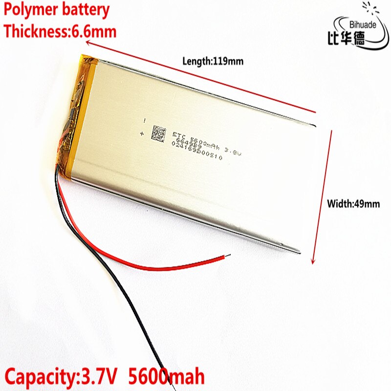 3.7V 5600 Mah 6649119 Lithium Polymeer Batterij MP3 MP4 Navigatie-instrumenten Klein Speelgoed En Andere Producten Universele Accu