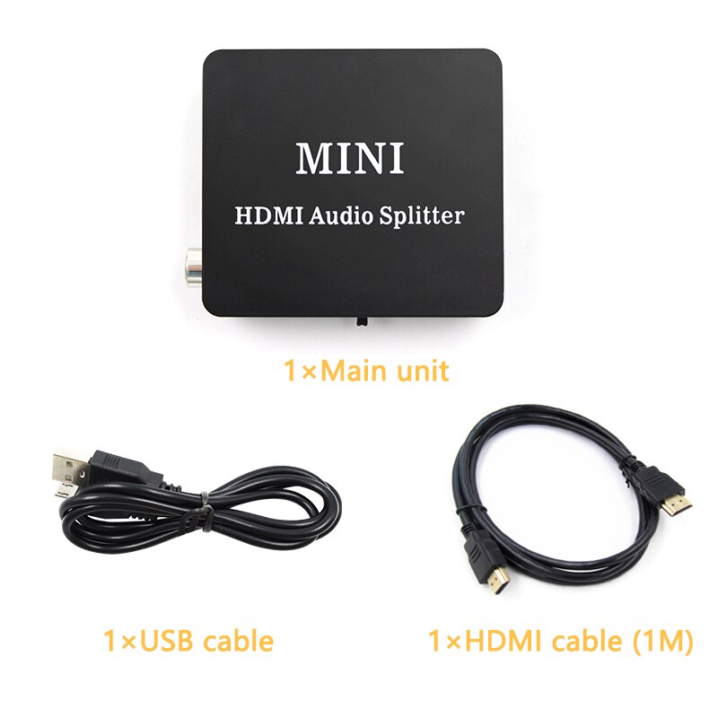 HDMI Audio Splitter Converter Extractor HD Toslink Optical SPDIF COAXIAL 3.5mm Headphone out For DVD TV with USB HDMI-compatible: with DC HDMI cable