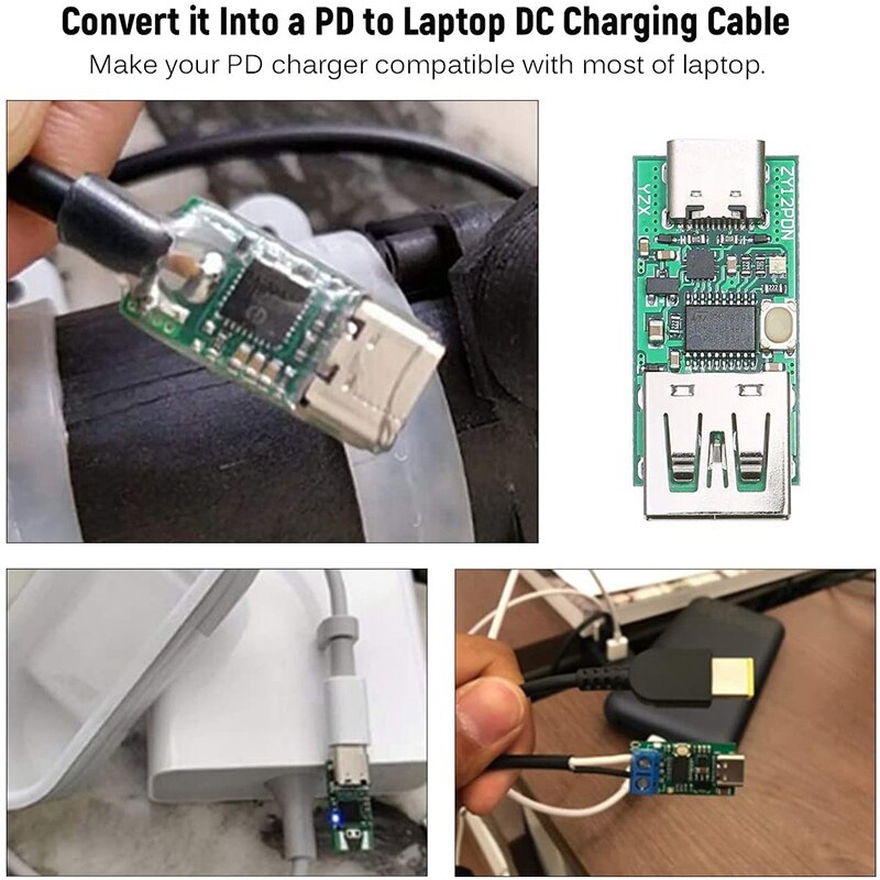 USB-C pd2.0/3.0 para dc conversor módulo de fonte alimentação chamariz carga rápida gatilho polling detector tester (zypds)