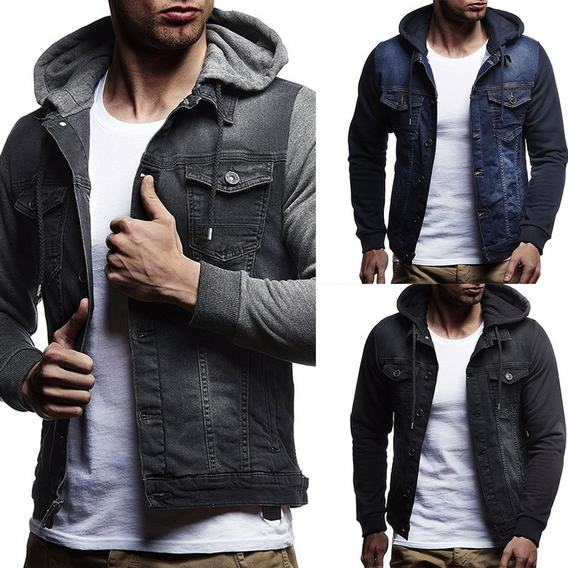 Mjartoria denim jack heren met capuchon sportkleding buiten casual jeans jassen hoodies cowboy herenjas jas pasvorm