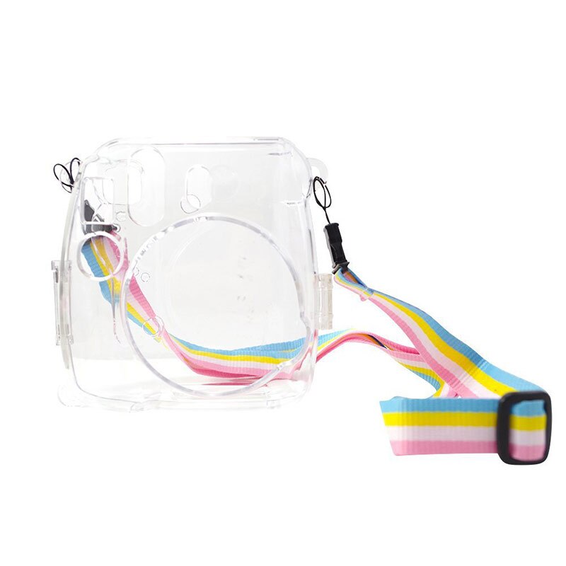 Powstro etuier til fujifilm instax mini 9 kamera beskyttelse etui gennemsigtigt plastik cover med rem til fuji mini 8/8 taske