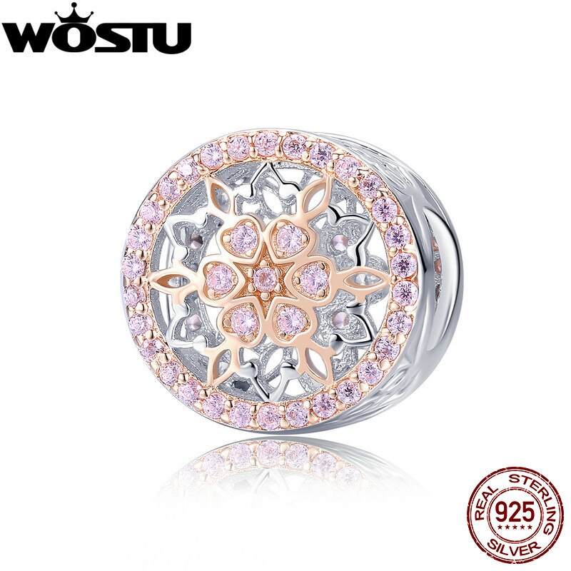 WOSTU Top 925 Sterling Silver Blooming Flower Charm Bead fit Anniversary DIY Brand Bracelet Silver Jewelry FIC923