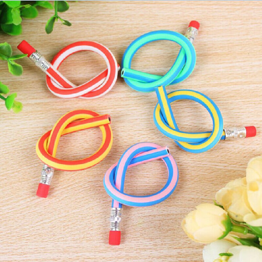 20pcs Bendy Flexible Soft Pencil with Eraser Fun Equipment for Kids Writing (Random Color)