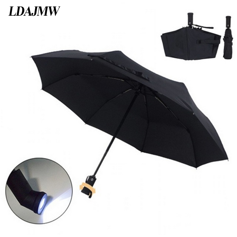 LDAJMW Automatische Opvouwbare Paraplu LED Zaklamp Lampumbrella Paraplu Anti-Uv Zon/regen Zon Paraplu