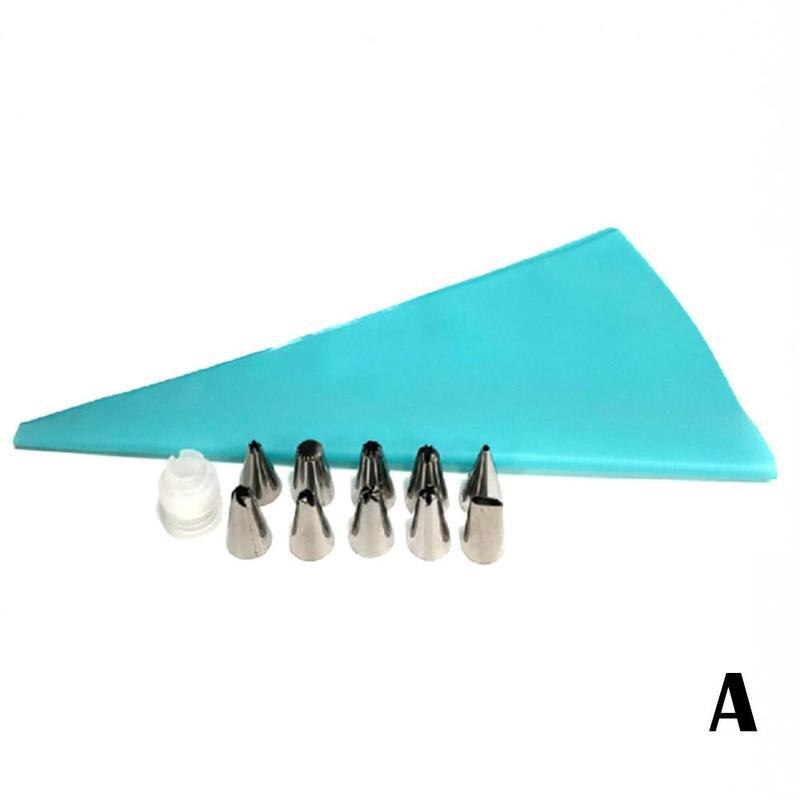 12 Stks/set Staal Nozzle Gebak Tips Converter Diy Eva Cake Gebak Decorating Gereedschap Tas M9K9: A