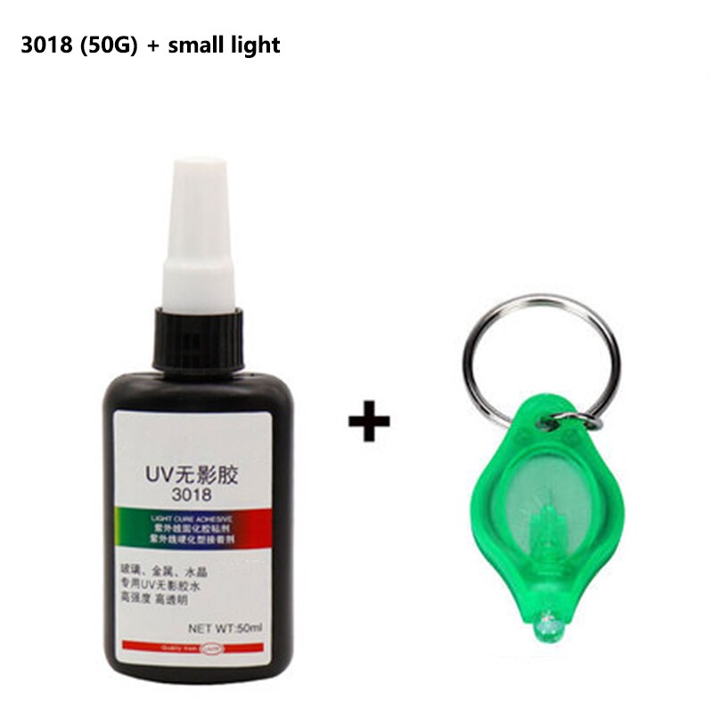 50ml UV Glue UV Curing Adhesive Transparent Crystal Glue Glass Adhesive Crystal Glass and Metal Bonding with UV Flashlight: 3018(50ml)