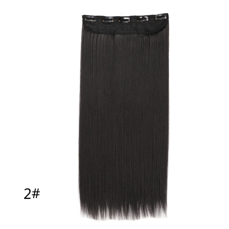 Extensiones de cabello invisibles de una pieza con 5 clips sintético, postizo largo y recto de 24 pulgadas resistente al calor para mujeres: T1B/613