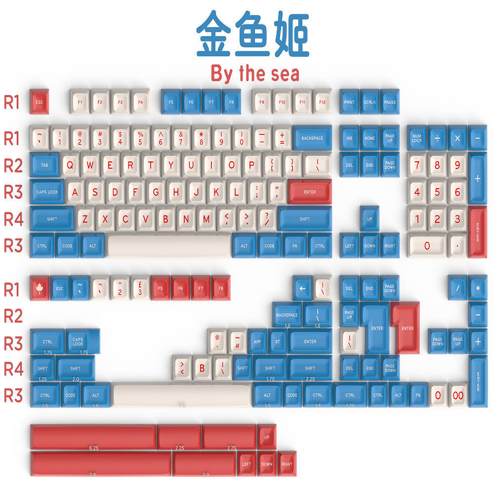 SA-profiel Double shot keycaps ABS Monster Flamingo By the Sea Godspeed GMK-thema: Blauw